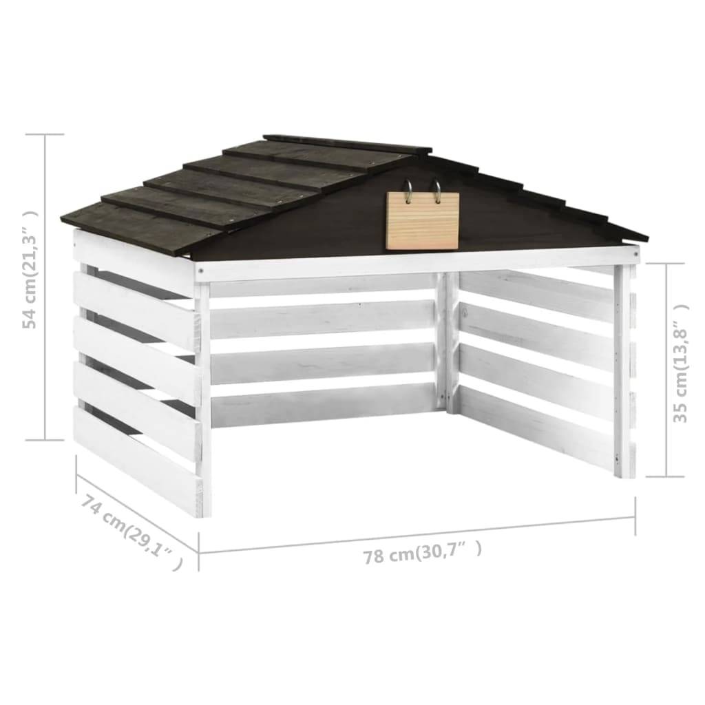 vidaXL Mähroboter-Garage Schwarz und Weiß 78x74x54 cm Tannenholz