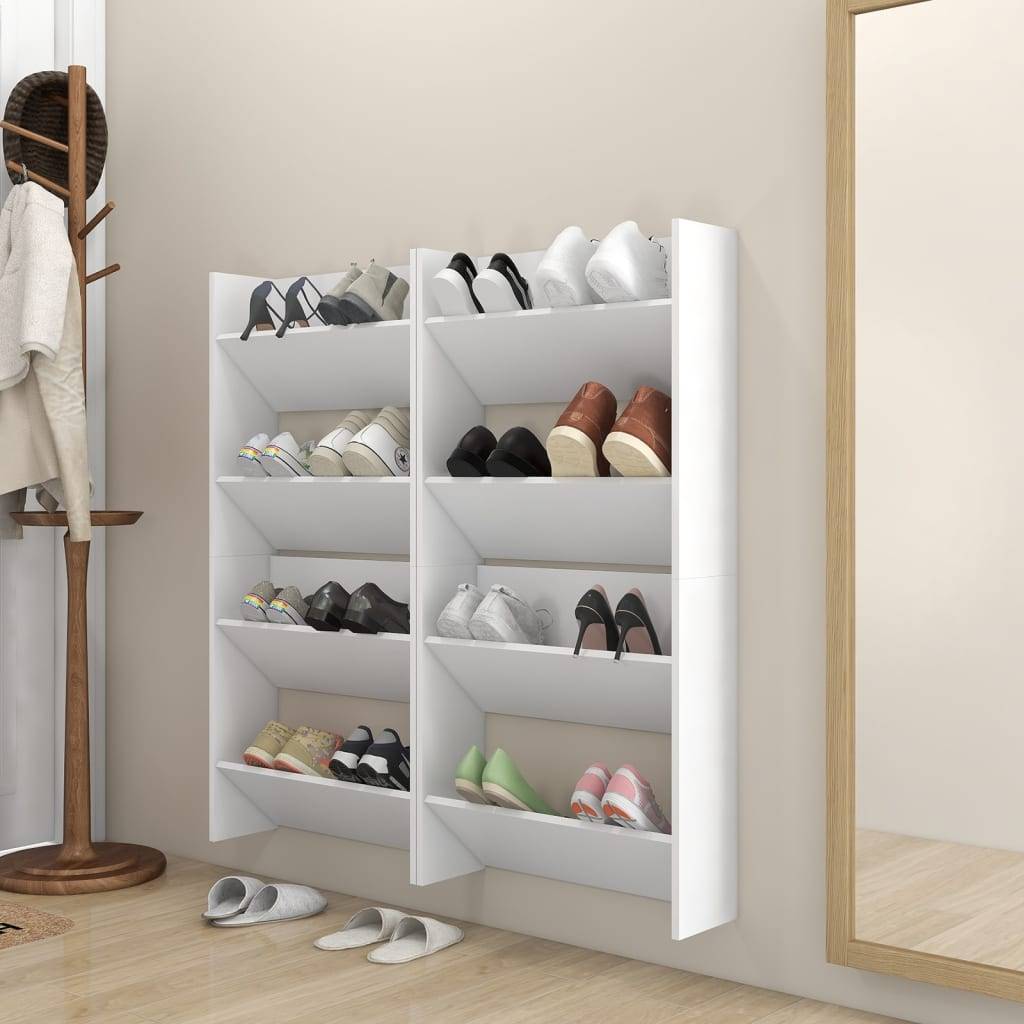 vidaXL Wand-Schuhschränke 4 Stk. Weiß 60x18x60 cm Holzwerkstoff