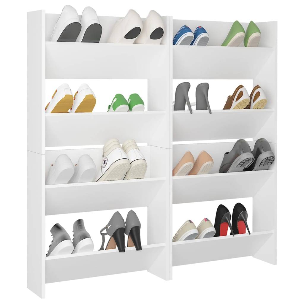 vidaXL Wand-Schuhschränke 4 Stk. Weiß 60x18x60 cm Holzwerkstoff