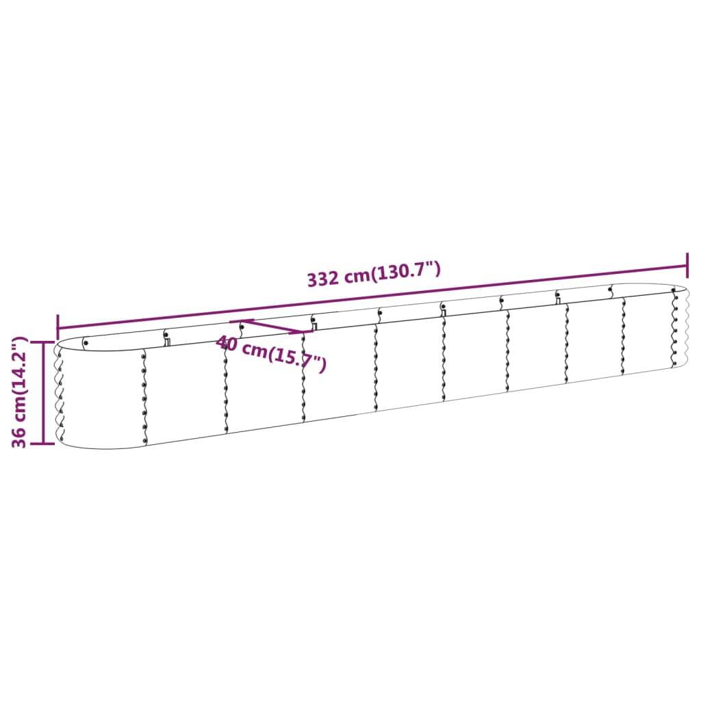 vidaXL Hochbeet Pulverbeschichteter Stahl 332x40x36 cm Anthrazit