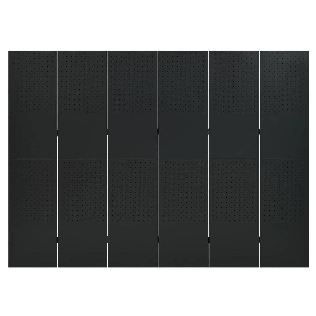 vidaXL 6-tlg. Raumteiler Schwarz 240x180 cm Stahl