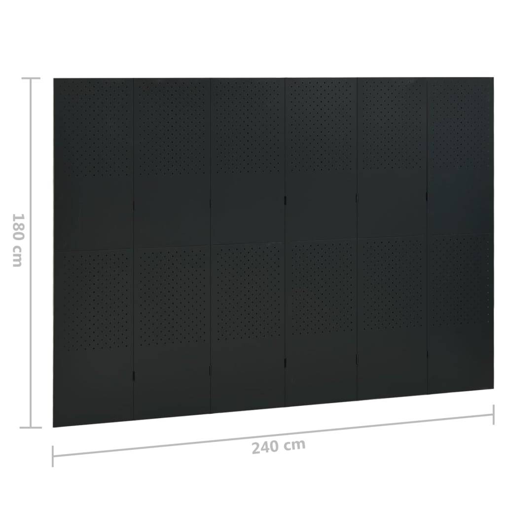 vidaXL 6-tlg. Raumteiler 2 Stk. Schwarz 240x180 cm Stahl