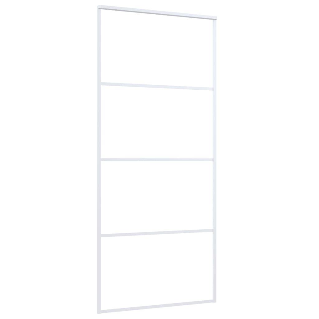 vidaXL Schiebetür ESG-Glas und Aluminium 90x205 cm Weiß