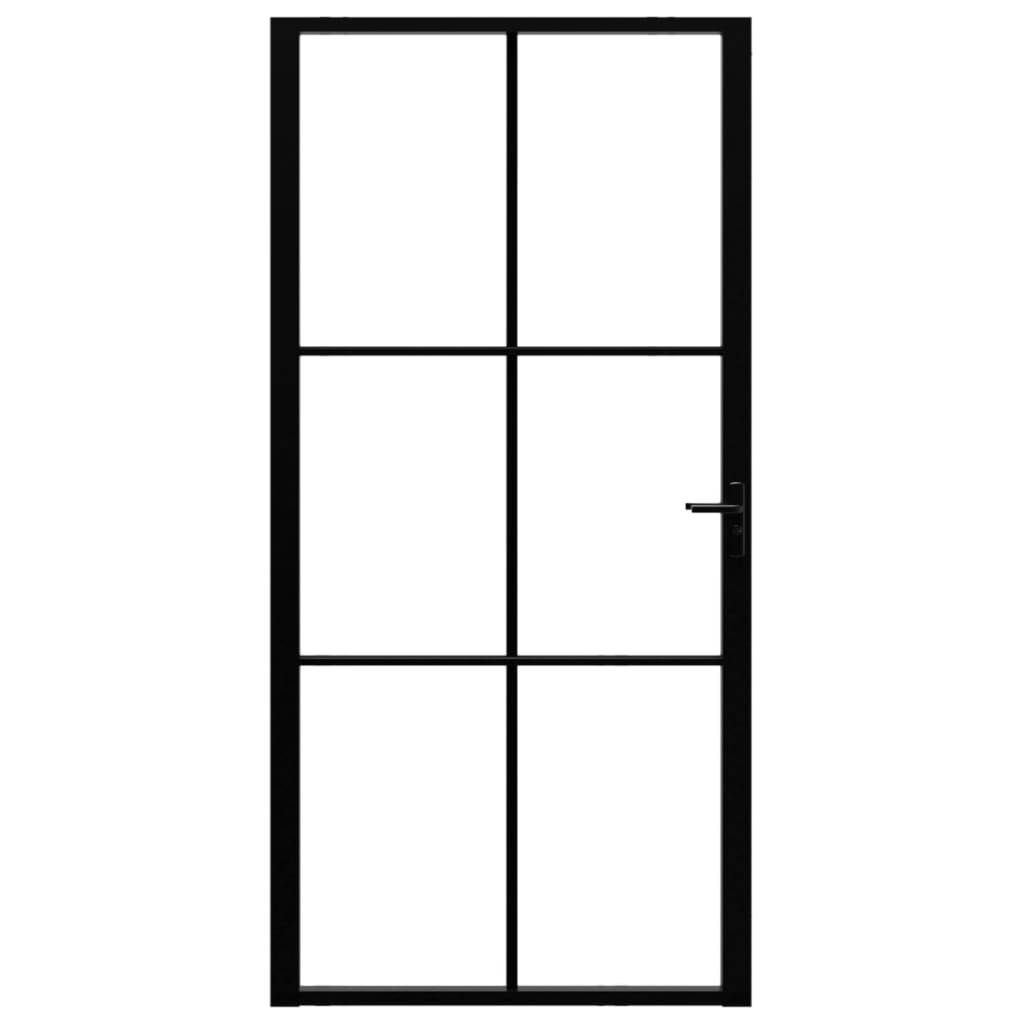 vidaXL Innentür ESG Glas und Aluminium 102,5x201,5 cm Schwarz