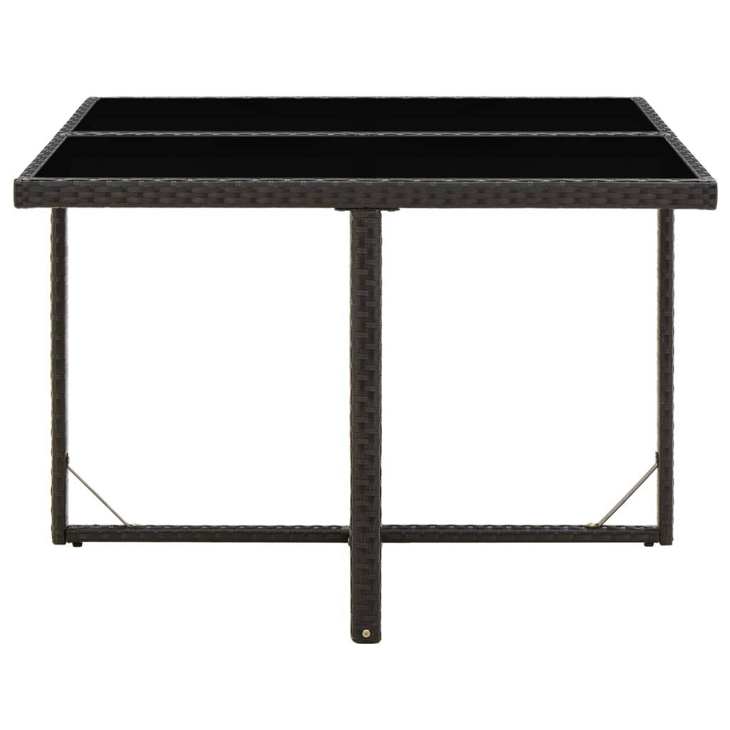 vidaXL Gartentisch Schwarz 109x107x74 cm Poly Rattan und Glas