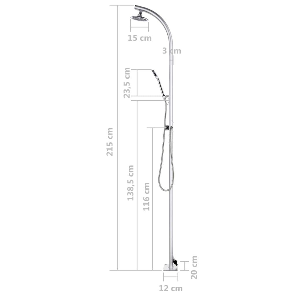 vidaXL Gartendusche mit Grauer Bodenplatte 220 cm Aluminium