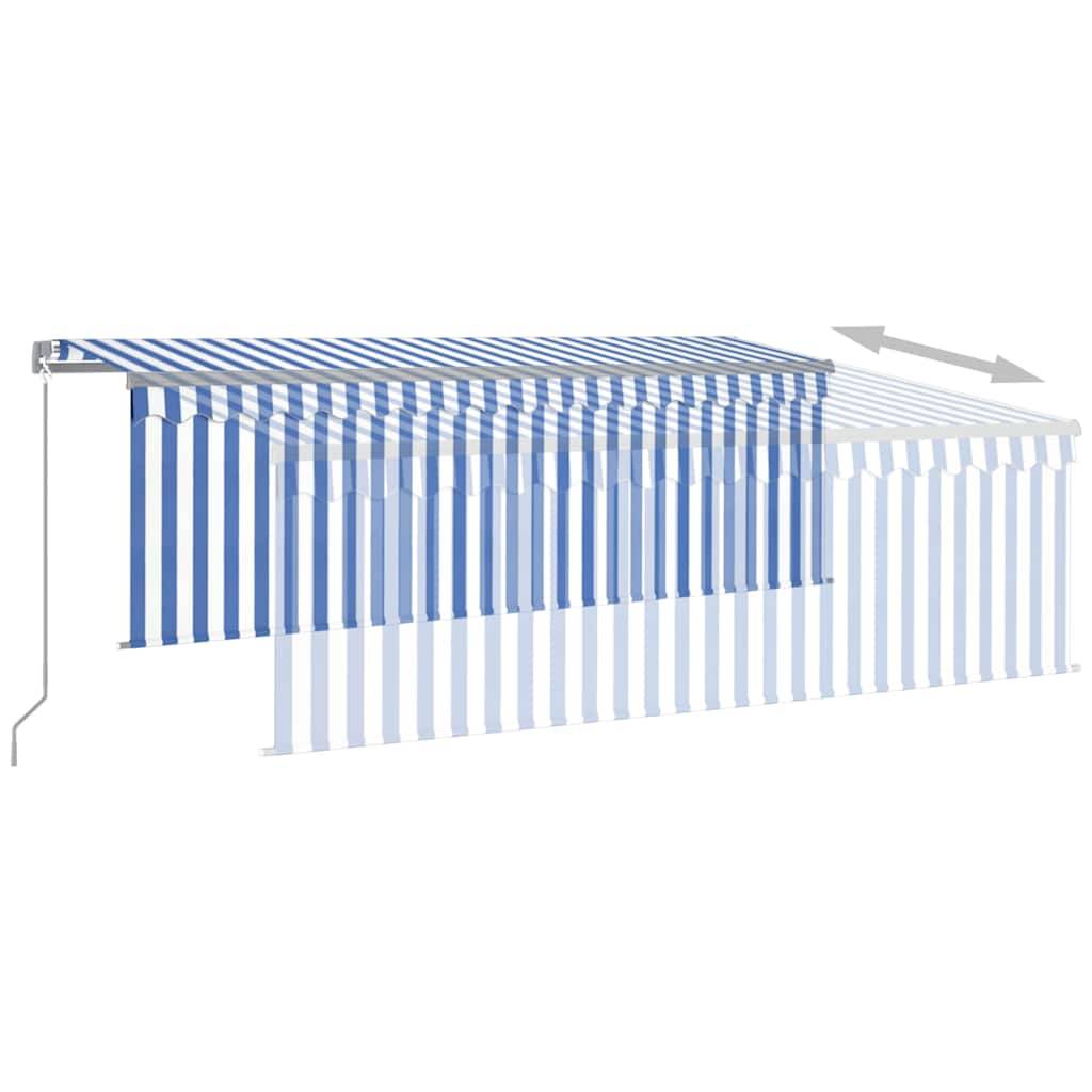 vidaXL Markise Manuell Einziehbar mit Rollo LED 4,5x3m Blau & Weiß