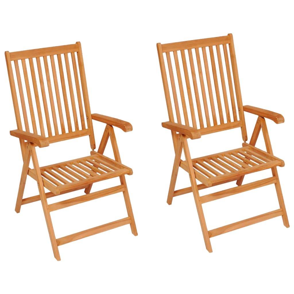 vidaXL Gartenstühle 2 Stk. mit Taupe Kissen Massivholz Teak
