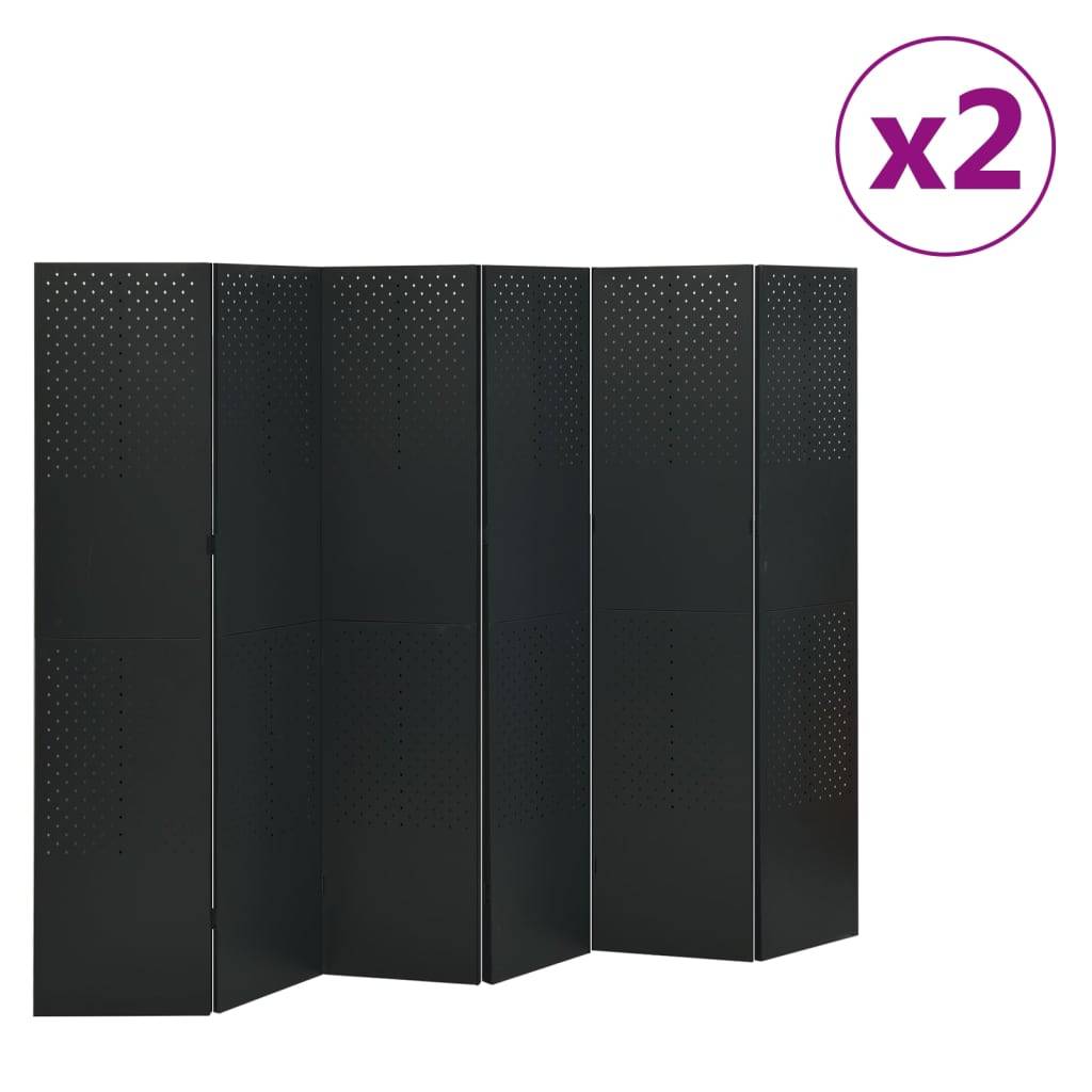 vidaXL 6-tlg. Raumteiler 2 Stk. Schwarz 240x180 cm Stahl