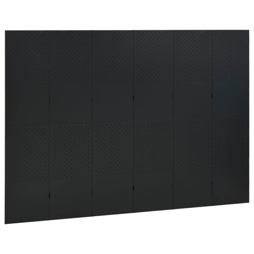 vidaXL 6-tlg. Raumteiler 2 Stk. Schwarz 240x180 cm Stahl