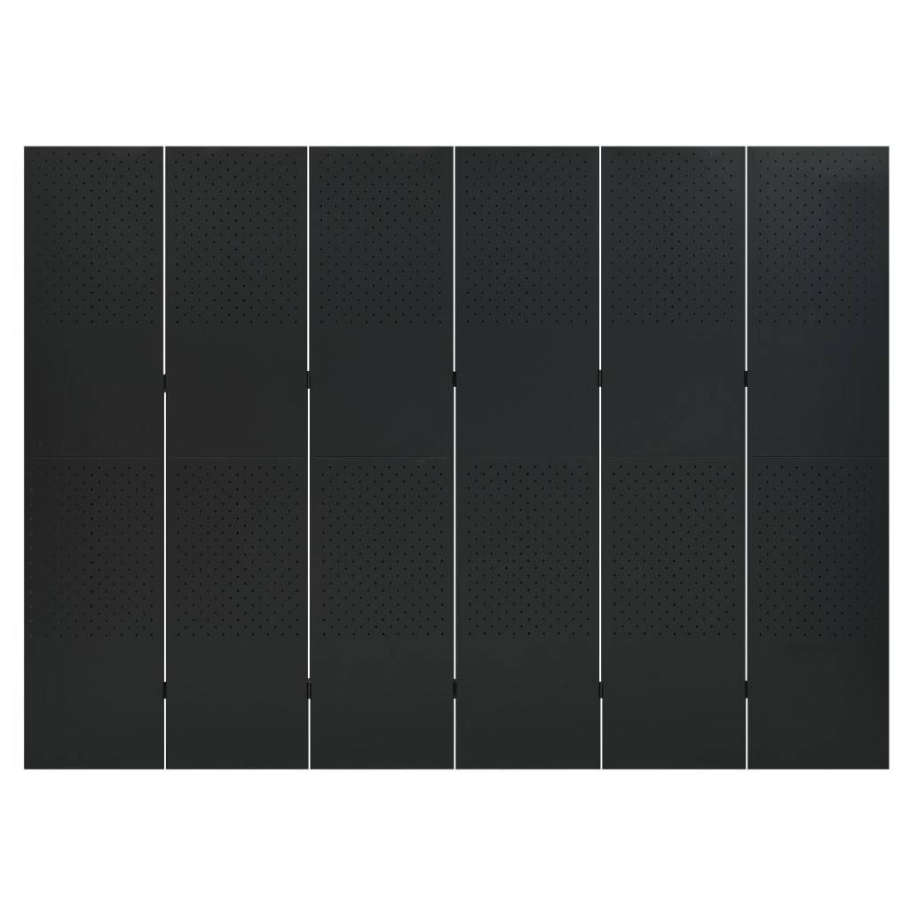 vidaXL 6-tlg. Raumteiler 2 Stk. Schwarz 240x180 cm Stahl