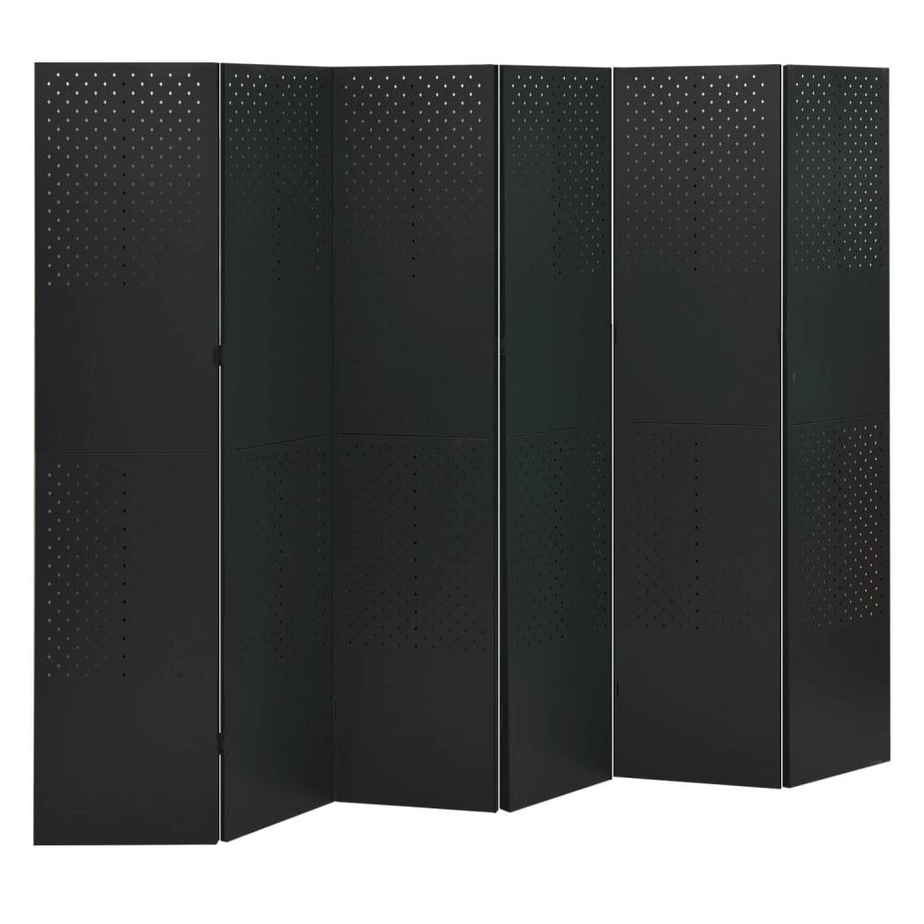 vidaXL 6-tlg. Raumteiler 2 Stk. Schwarz 240x180 cm Stahl