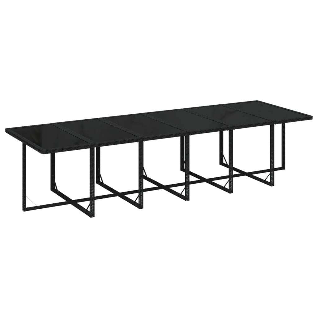 vidaXL 13-tlg. Garten-Essgruppe mit Kissen Poly Rattan Schwarz