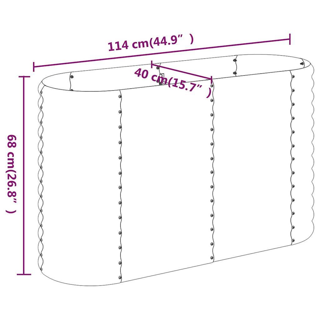 vidaXL Hochbeet Pulverbeschichteter Stahl 114x40x68 cm Grau
