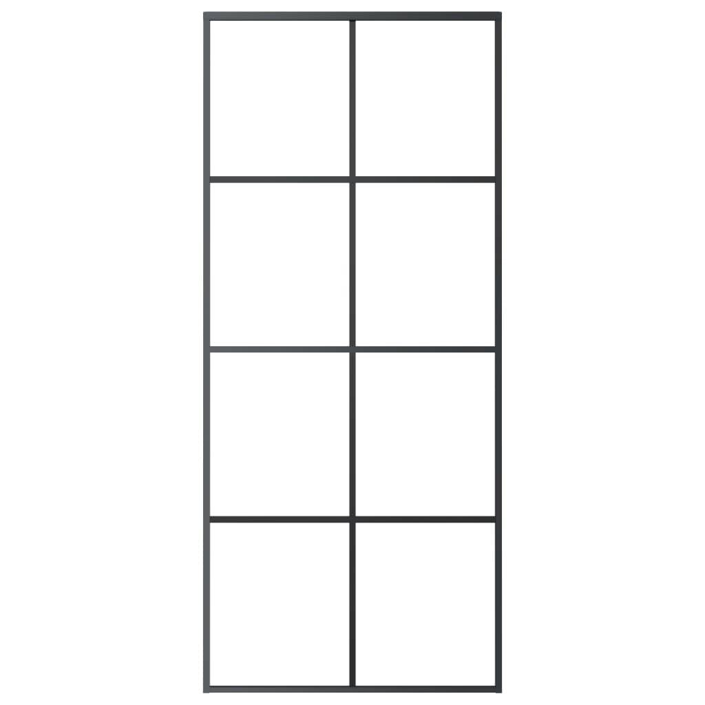 vidaXL Schiebetür Schwarz 90x205 cm ESG-Glas und Aluminium