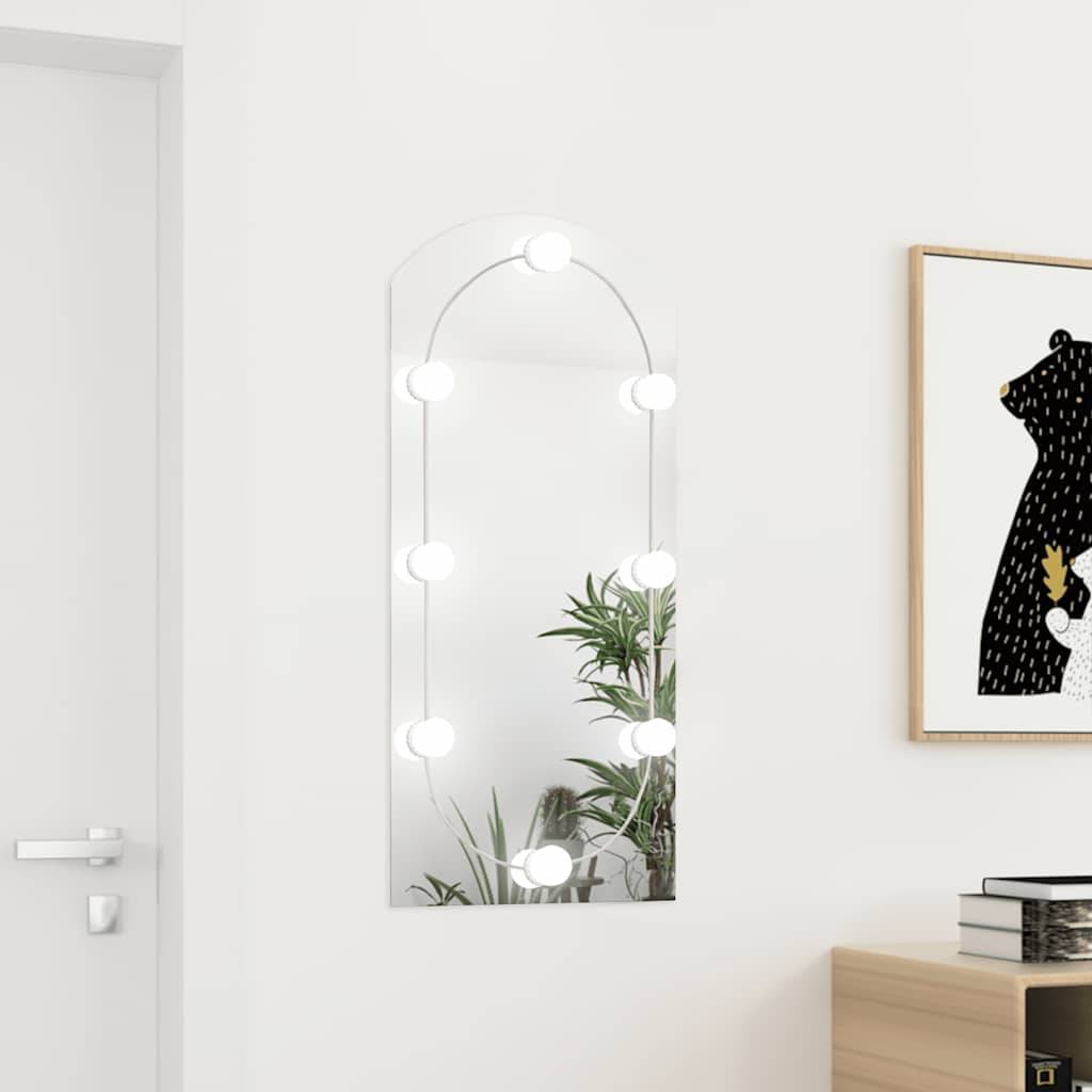 vidaXL Spiegel mit LED-Leuchten 90x45 cm Glas Bogenförmig