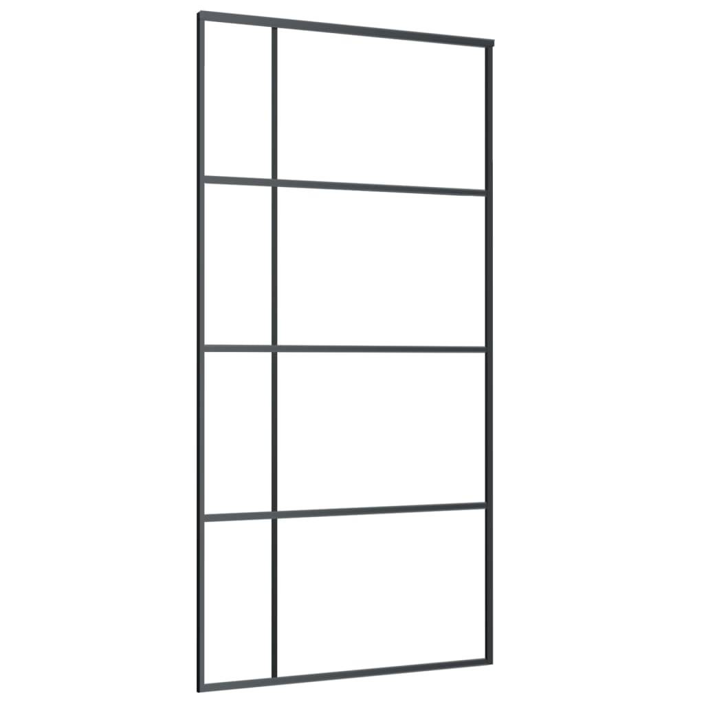 vidaXL Schiebetür ESG Glas und Aluminium mattiert 102,5x205 cm Schwarz