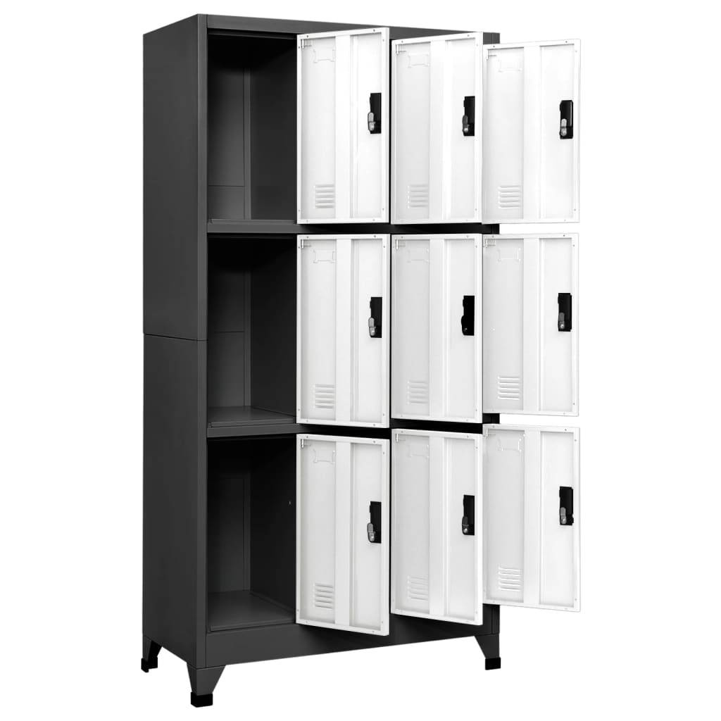 vidaXL Schließfachschrank Anthrazit und Weiß 90x45x180 cm Stahl
