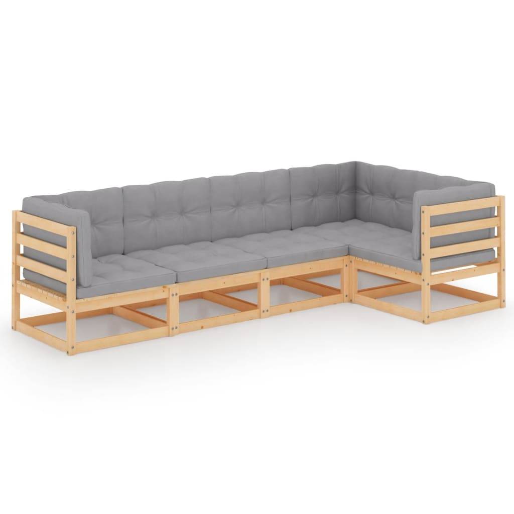vidaXL 5-tlg. Garten-Lounge-Set mit Kissen Kiefer Massivholz