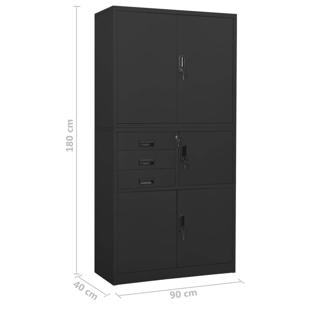 vidaXL Büroschrank Anthrazit 90x40x180 cm Stahl