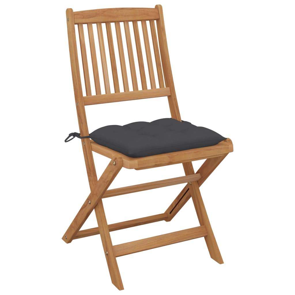 vidaXL Klappbare Gartenstühle 8 Stk. mit Kissen Massivholz Akazie