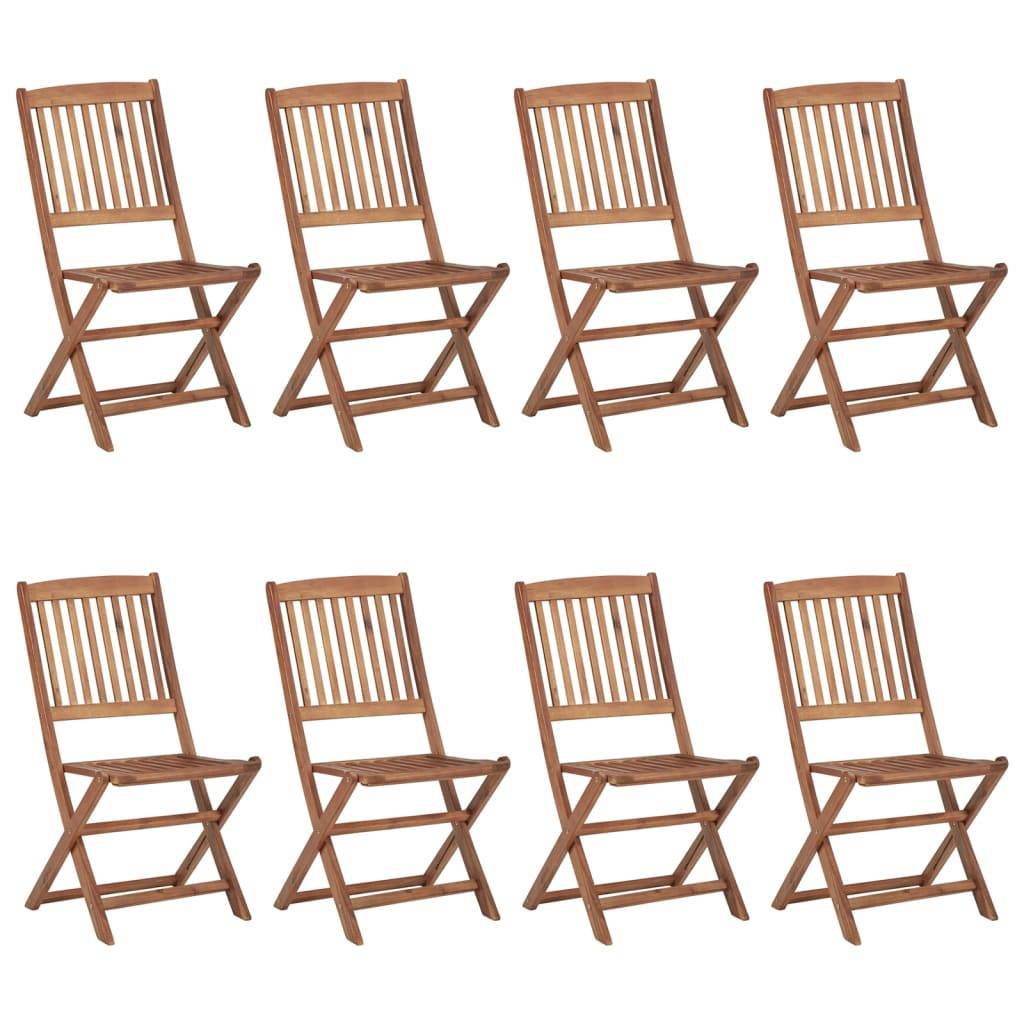 vidaXL Klappbare Gartenstühle 8 Stk. mit Kissen Massivholz Akazie