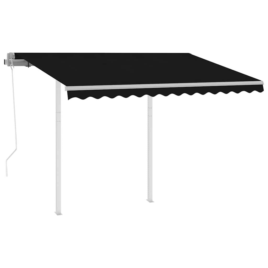 vidaXL Markise Automatisch Einziehbar mit Pfosten 3,5x2,5 m Anthrazit