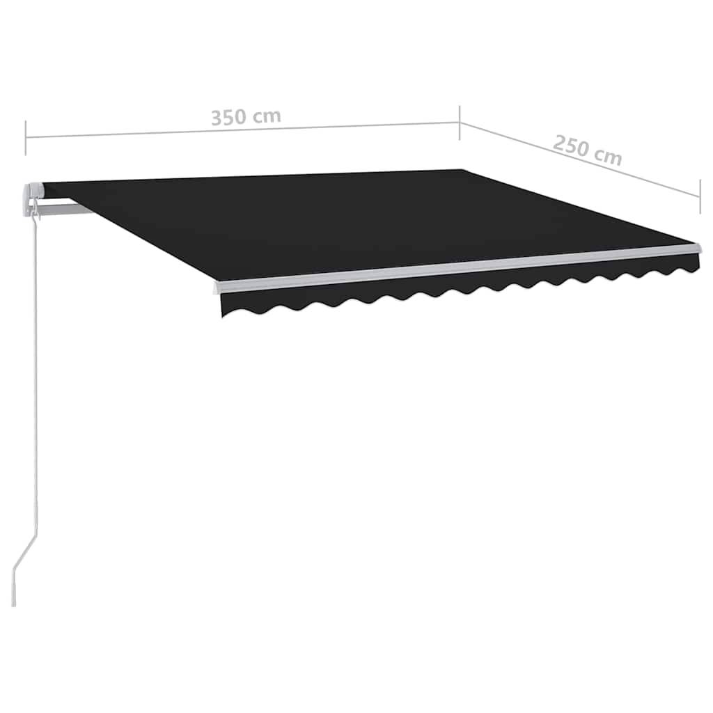 vidaXL Markise Automatisch Einziehbar mit Pfosten 3,5x2,5 m Anthrazit