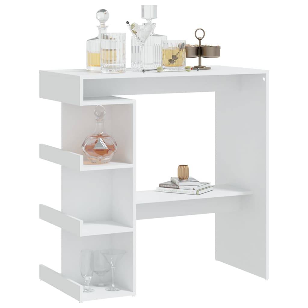 vidaXL Bartisch mit Regal Weiß 100x50x101,5 cm Holzwerkstoff