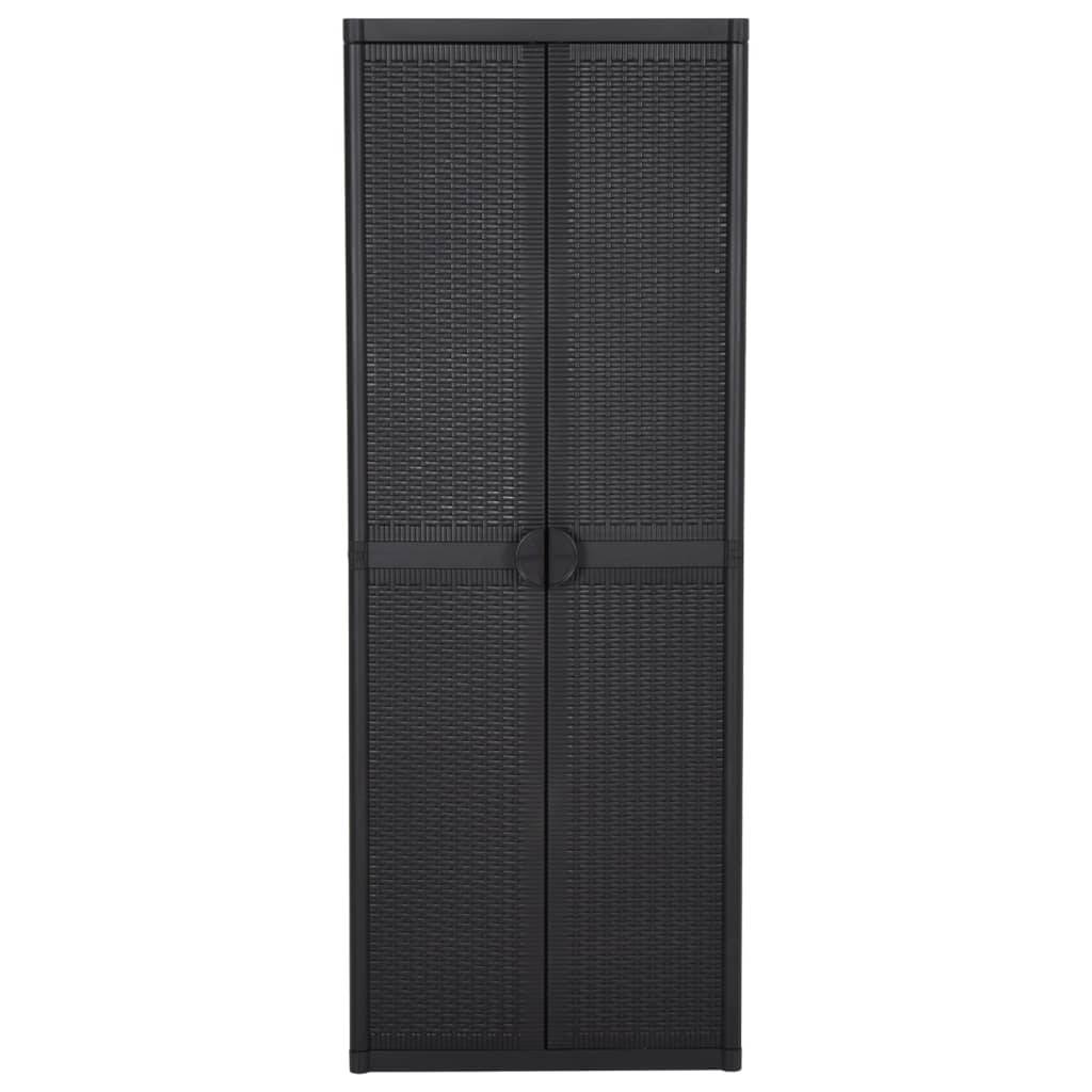 vidaXL Gartenschrank Schwarz 65x45x172 cm PP Rattan