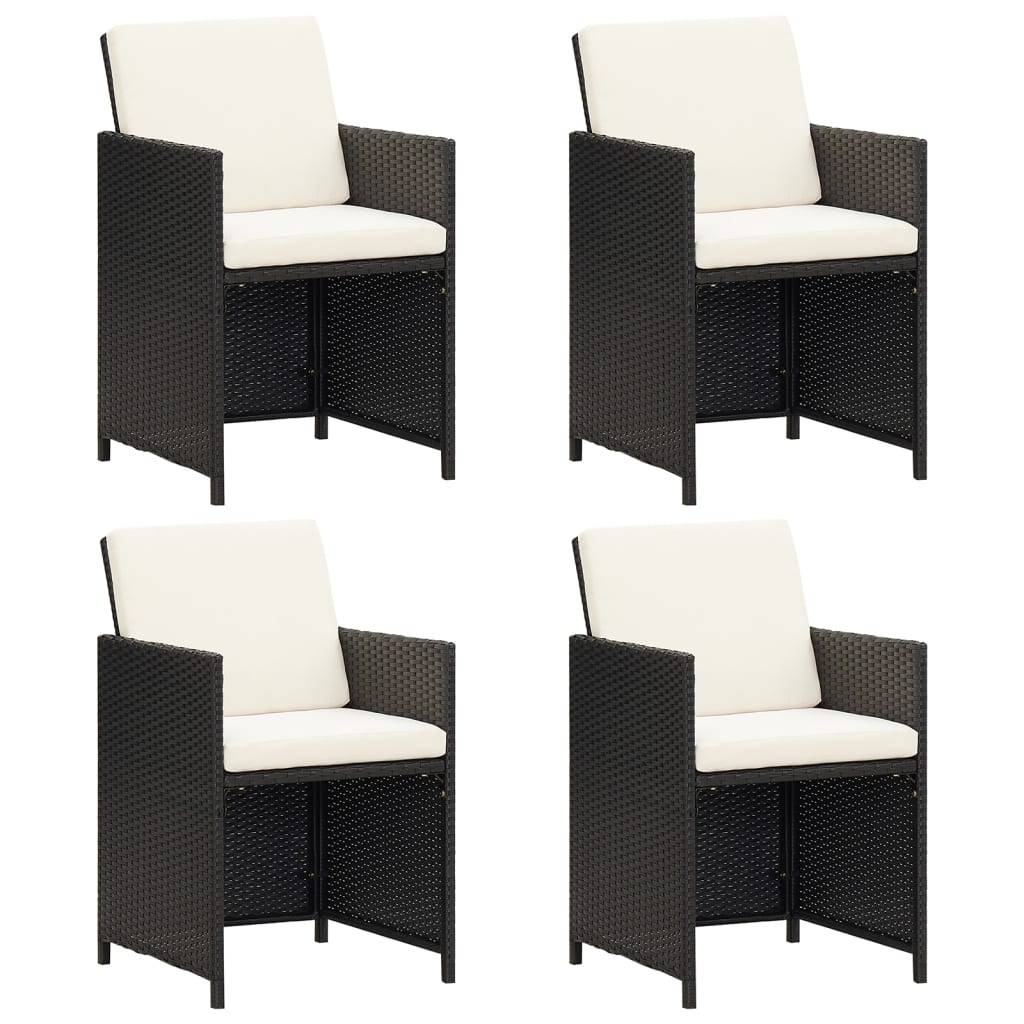 vidaXL Gartenstühle 4 Stk. Poly Rattan Schwarz