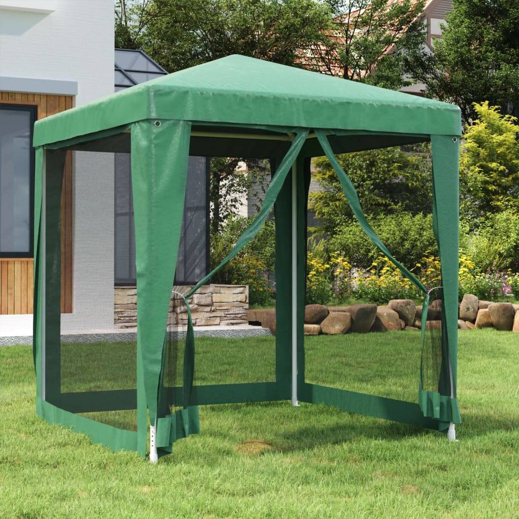 vidaXL Partyzelt mit 4 Mesh-Seitenwänden Grün 2x2 m HDPE