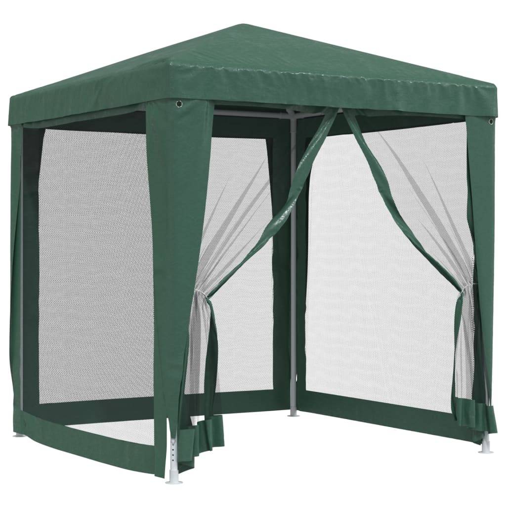 vidaXL Partyzelt mit 4 Mesh-Seitenwänden Grün 2x2 m HDPE