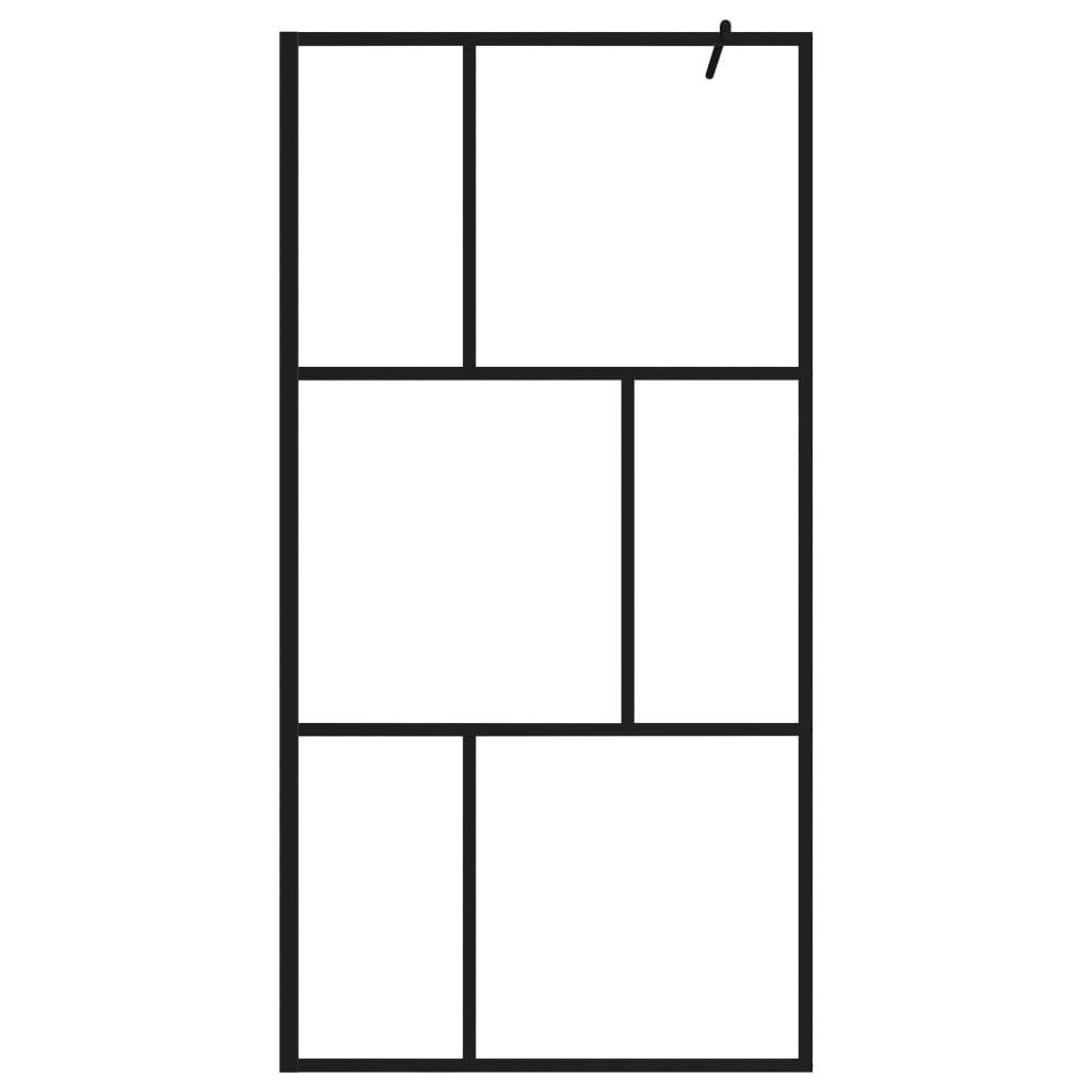 vidaXL Duschwand für Begehbare Duschen mit Hartglas Schwarz 100x195 cm