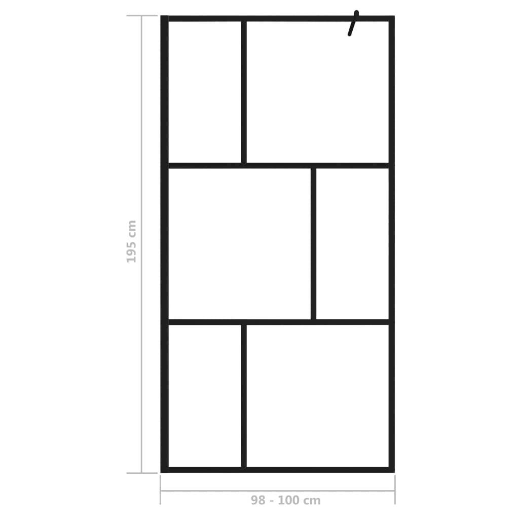 vidaXL Duschwand für Begehbare Duschen mit Hartglas Schwarz 100x195 cm