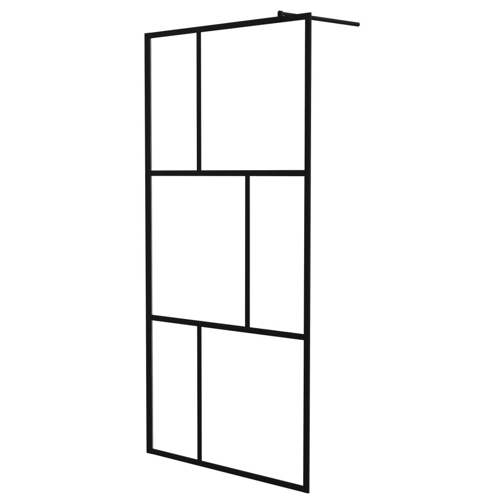 vidaXL Duschwand für Begehbare Duschen mit Hartglas Schwarz 100x195 cm