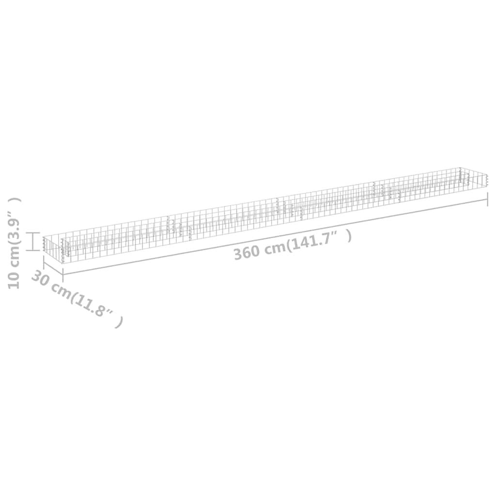 vidaXL Gabionen-Hochbeet Verzinkter Stahl 360x30x10 cm