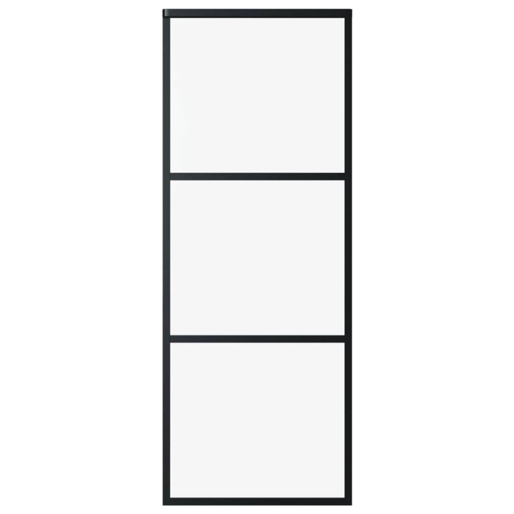 vidaXL Schiebetür 3-teilig ESG-Glas und Aluminium 76x205 cm Schwarz