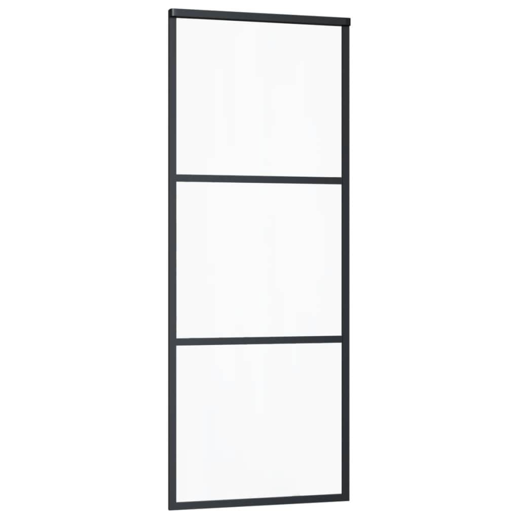 vidaXL Schiebetür 3-teilig ESG-Glas und Aluminium 76x205 cm Schwarz