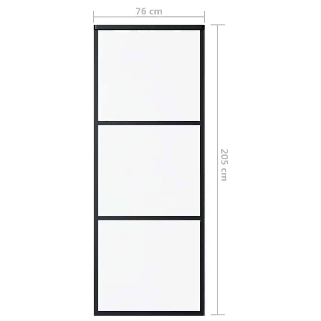 vidaXL Schiebetür 3-teilig ESG-Glas und Aluminium 76x205 cm Schwarz