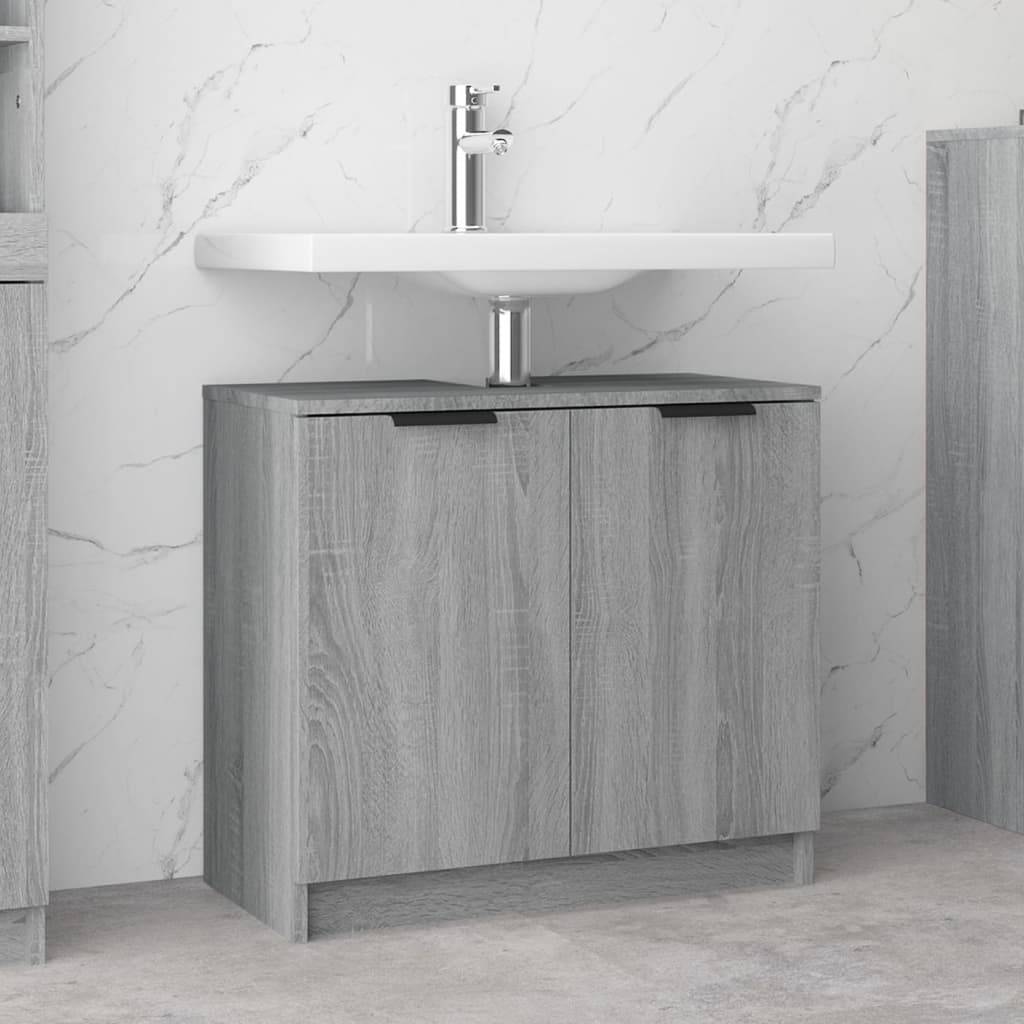 vidaXL Badschrank Grau Sonoma 64,5x33,5x59 cm Holzwerkstoff