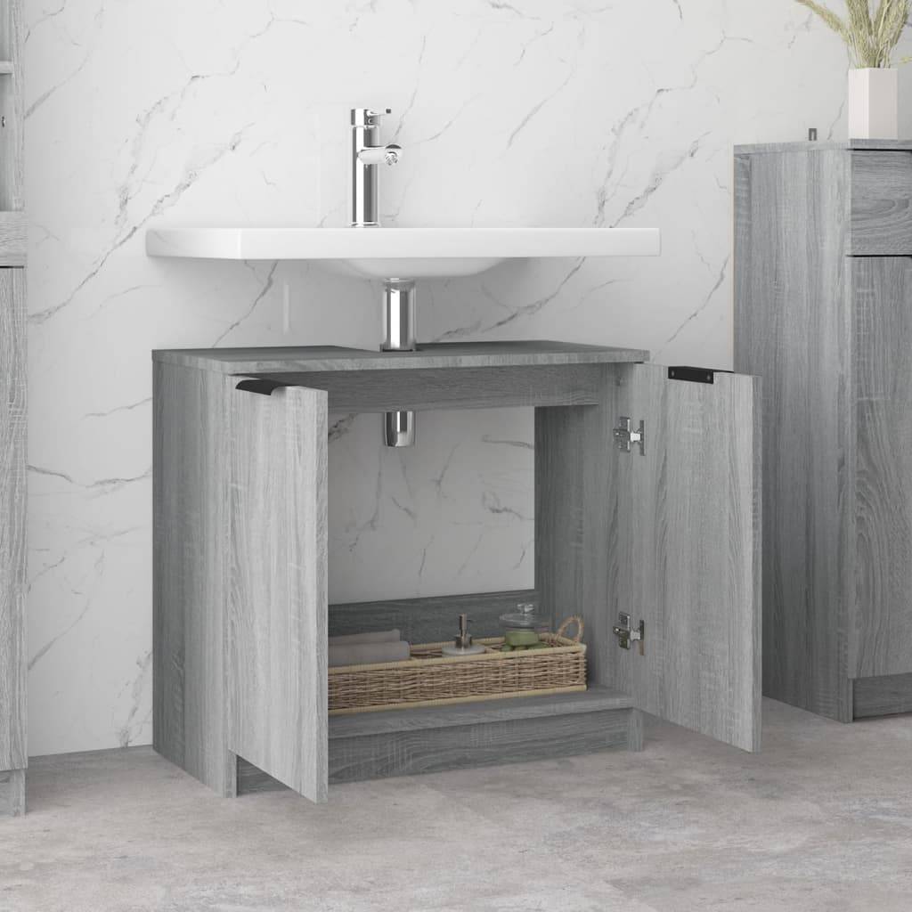 vidaXL Badschrank Grau Sonoma 64,5x33,5x59 cm Holzwerkstoff