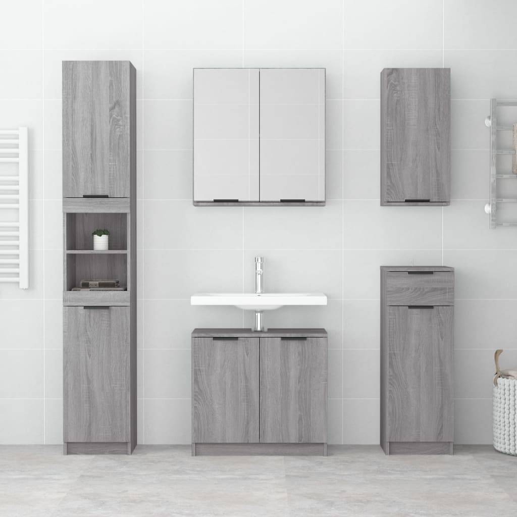 vidaXL Badschrank Grau Sonoma 64,5x33,5x59 cm Holzwerkstoff