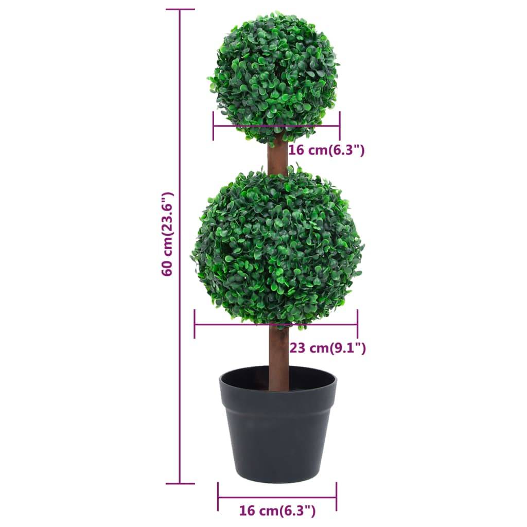 vidaXL Künstlicher Buchsbaum mit Topf Kugelform Grün 60 cm