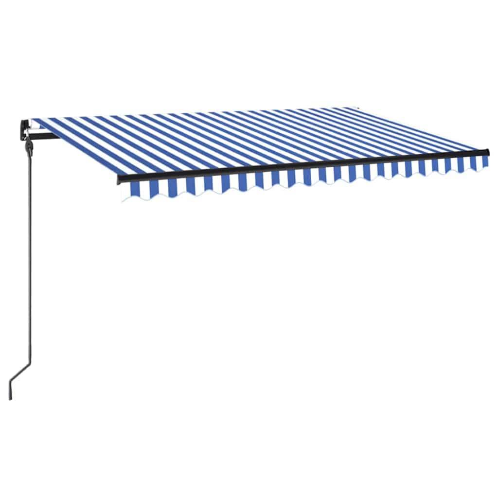 vidaXL Markise Manuell Einziehbar mit LED 450x300 cm Blau und Weiß