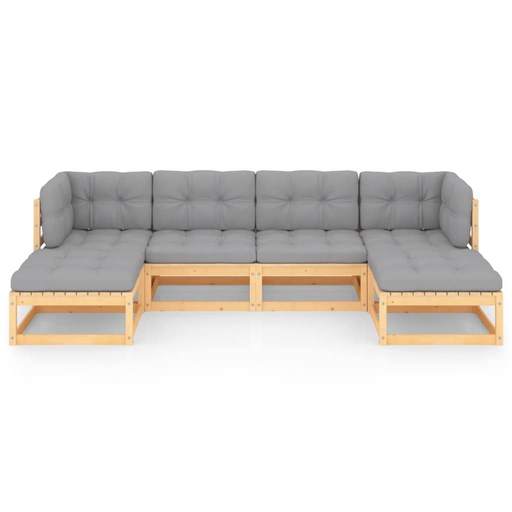 vidaXL 6-tlg. Garten-Lounge-Set mit Kissen Massivholz Kiefer