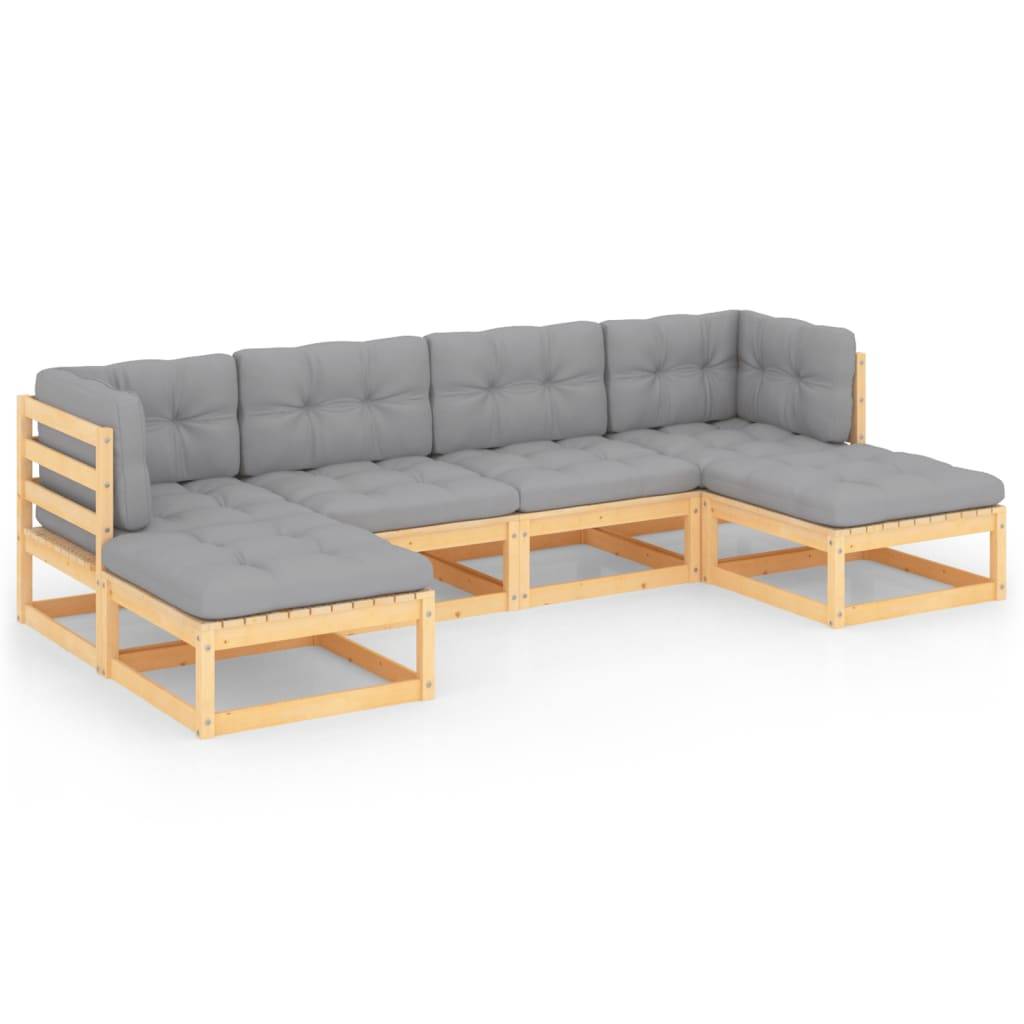 vidaXL 6-tlg. Garten-Lounge-Set mit Kissen Massivholz Kiefer