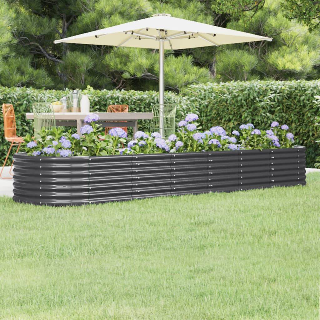 vidaXL Hochbeet Pulverbeschichteter Stahl 296x80x36 cm Anthrazit
