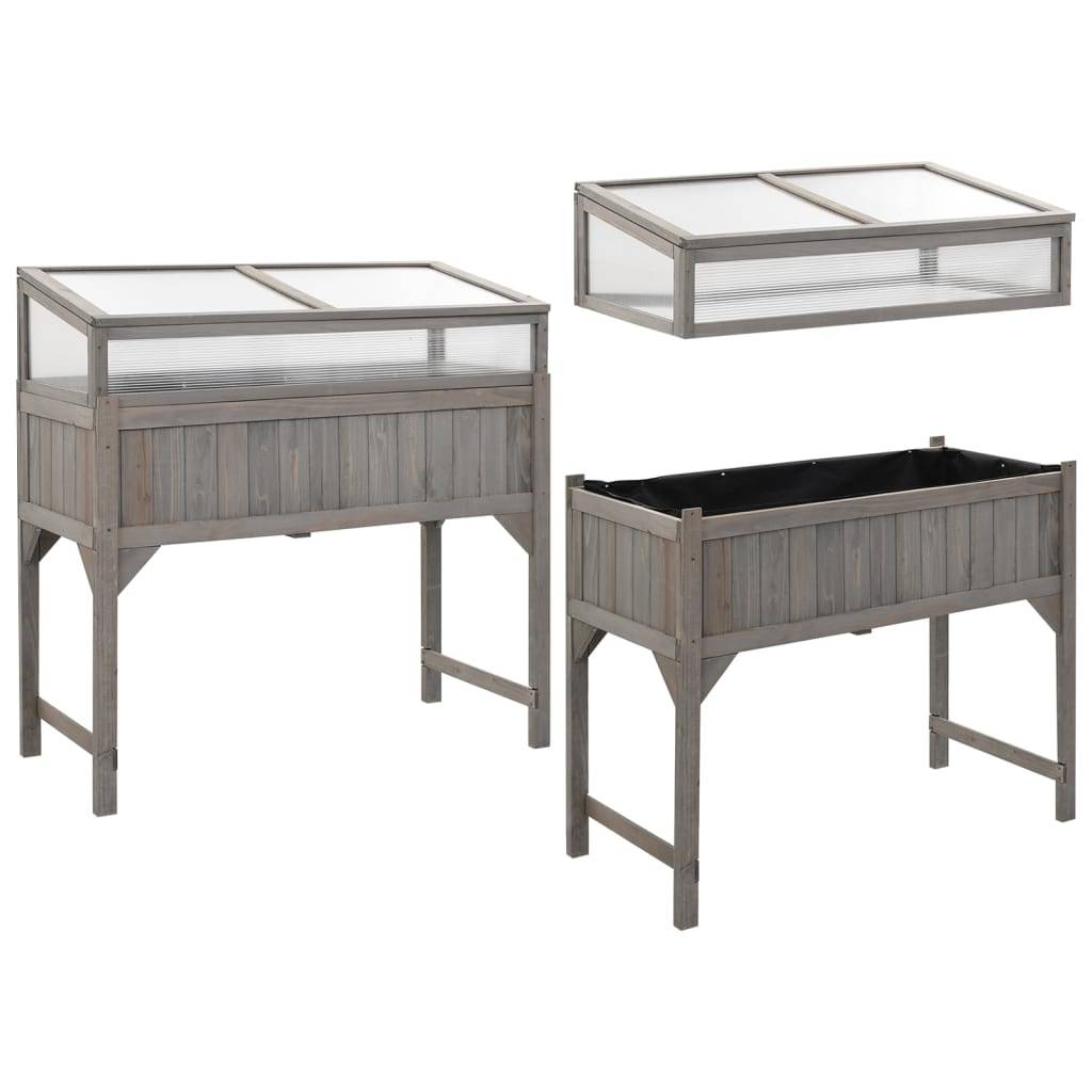 vidaXL Hochbeet mit Gewächshaus 110x54x120 cm Massivholz Tanne