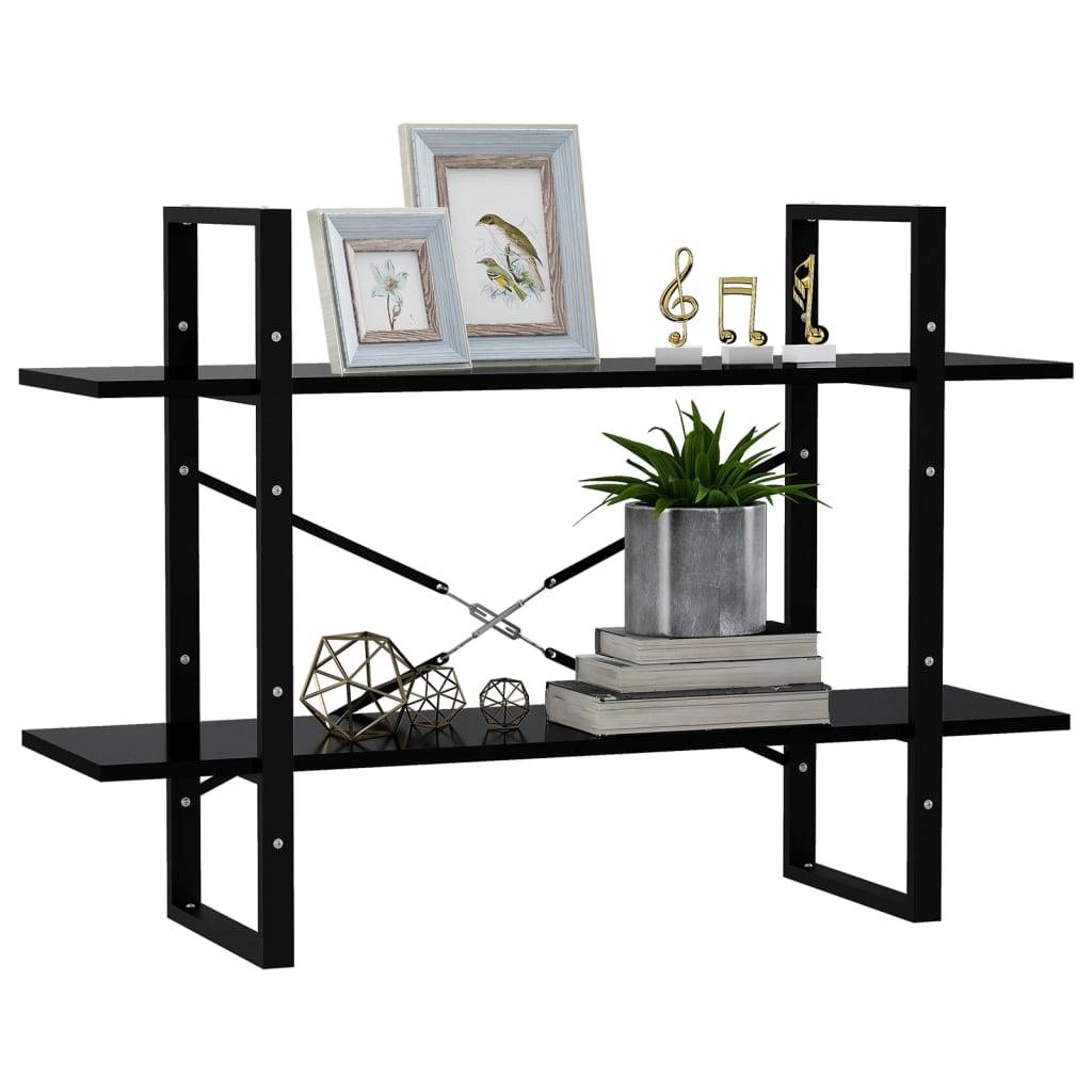 vidaXL Bücherregal 2 Fächer Schwarz 100x30x70 cm Holzwerkstoff